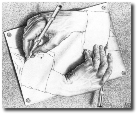 Drawing hands by M.C. Escher